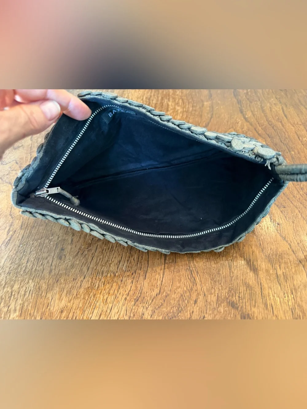 Fabulous BAYAA metallic gray Textured Circular Accent Clutch